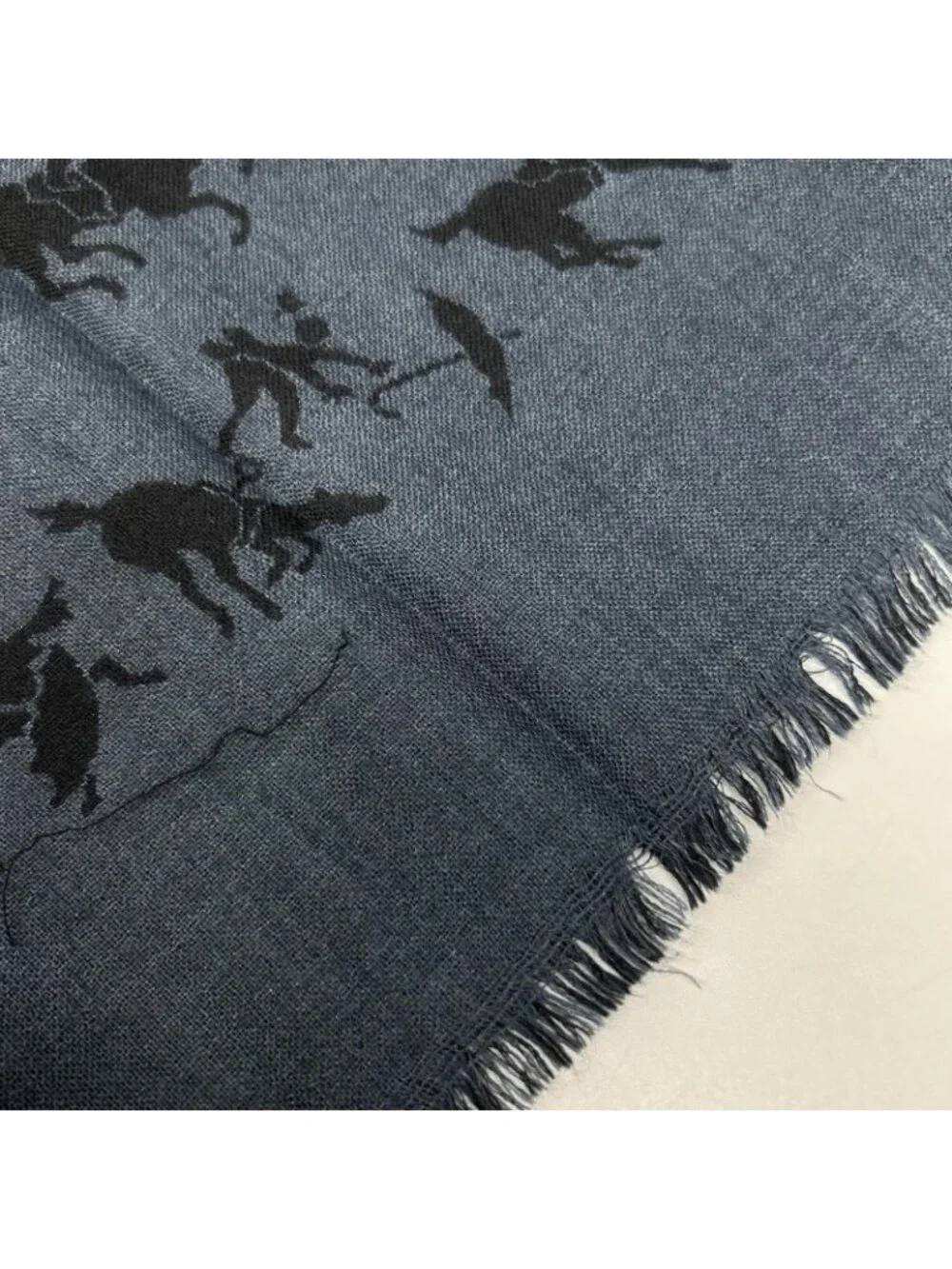 Hermes Navy Cashmere Silk Hose Scarf